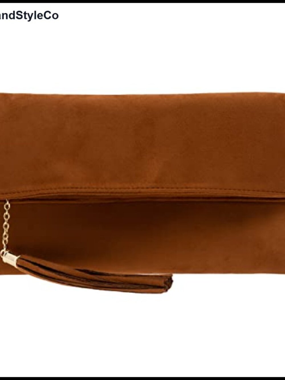 Faux Micro Suede Fold Over Clutch with Chain Strap